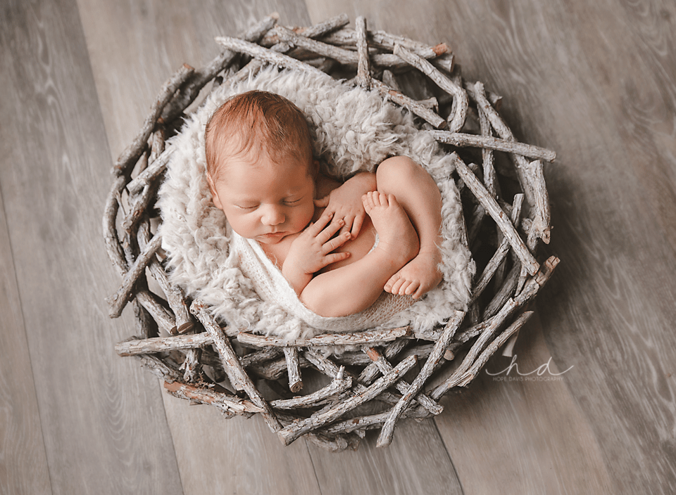 newborn in wood wreath baby photos mississippi hope davis photography 1
