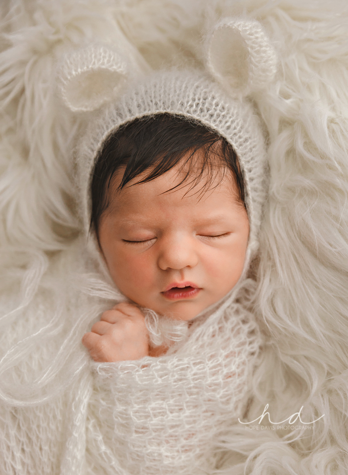 newborn baby bear bonnet professional photo