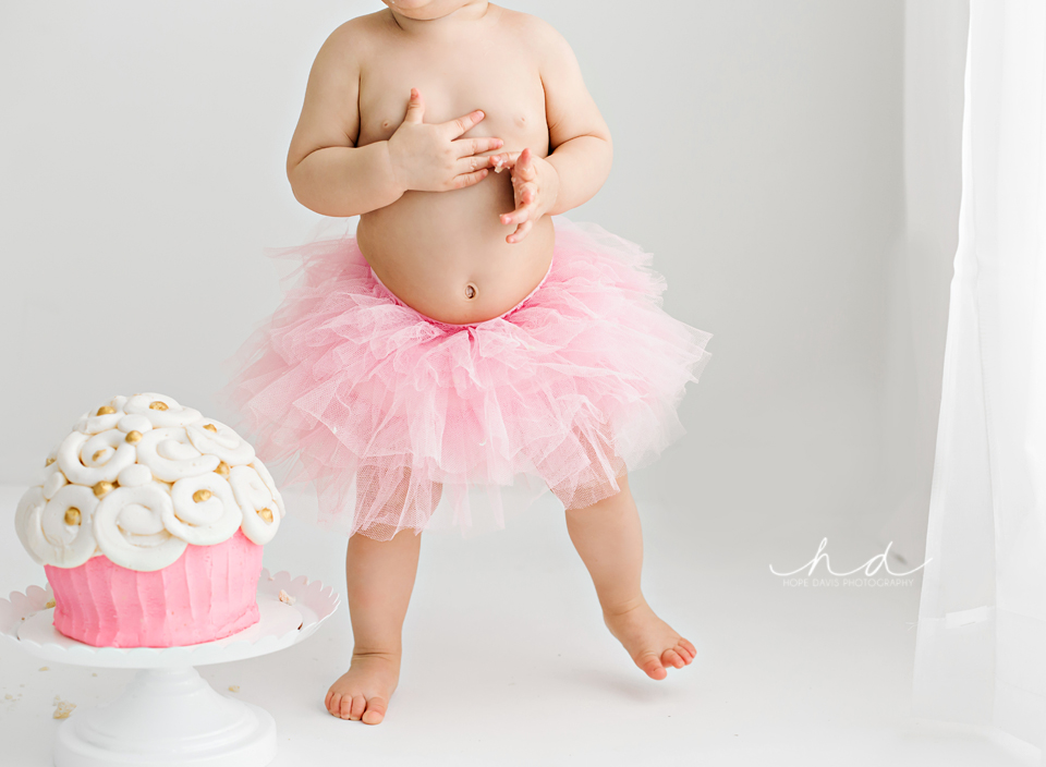 cake smash pink tutu hope davis photography