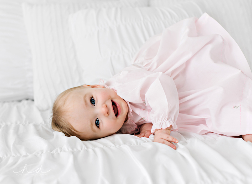 fun one year old baby girl photo shoot