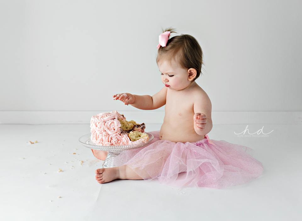 pink tutu one year old cake smash