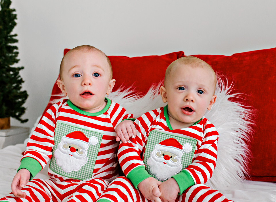 twin christmas jammies